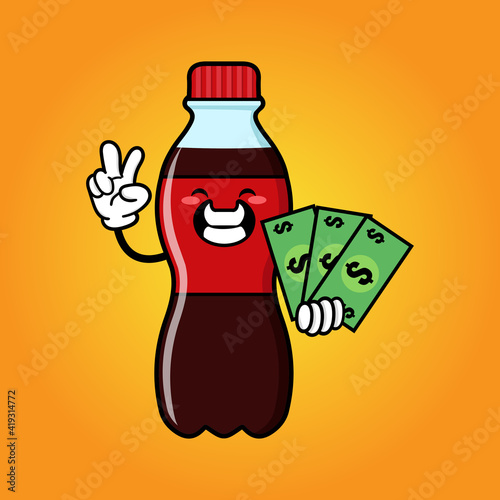 cute carbonated bottle cartoon mascot character funny expression