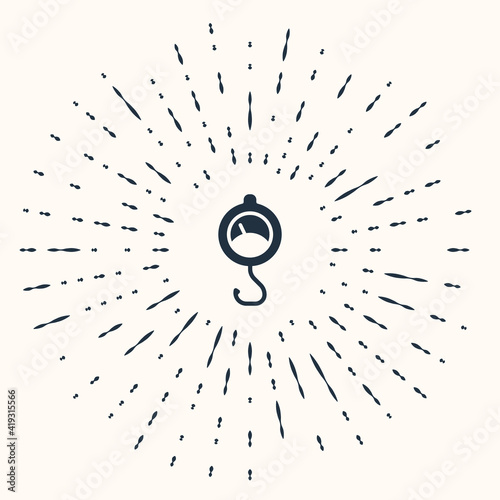 Grey Spring scale icon isolated on beige background. Balance for weighing. Determination of weight. Abstract circle random dots. Vector.