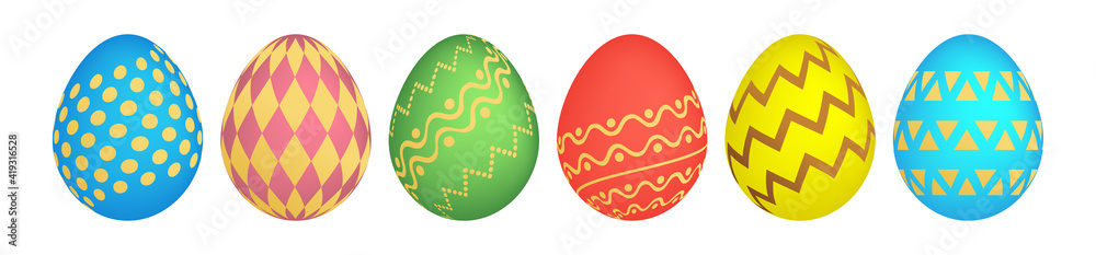 Set of six colorful Easter eggs Set of six colorful Easter eggs