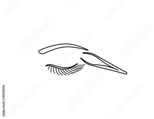 Eyebrow care thin line icon. Elements of beauty and cosmetics illustration. Hair removal tools, tweezers.