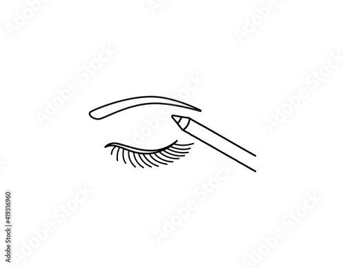 Eyebrow care thin line icon. Elements of beauty and cosmetics illustration. Pencil, brow, beauty icon.