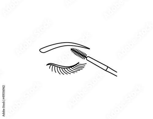 Eyebrow care thin line icon. Brow brush outline icon. Elements of beauty and cosmetics illustration.