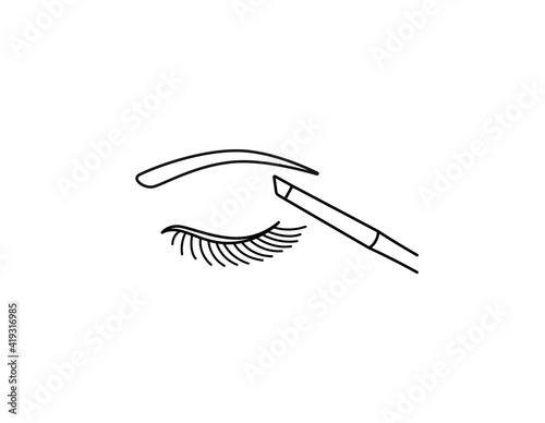 Eyebrow care thin line icon. Elements of beauty and cosmetics illustration. Brow brush outline icon.