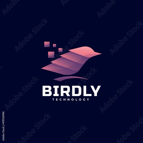 Vector Logo Illustration Bird Gradient Colorful Style.
