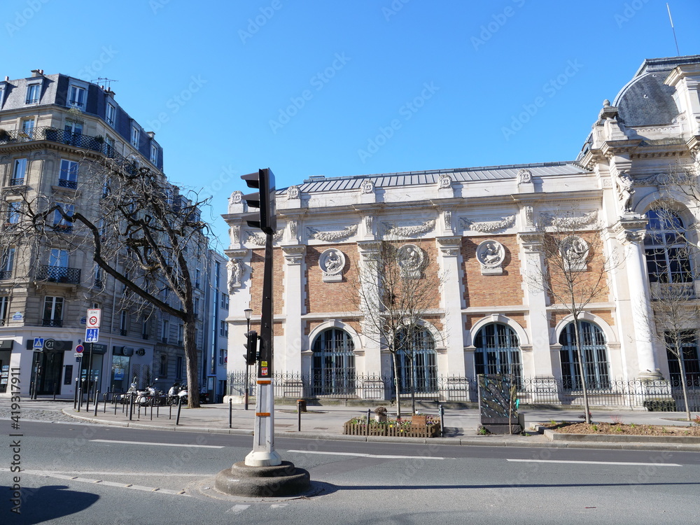 The facade of some parisian building. Paris, march 2021.