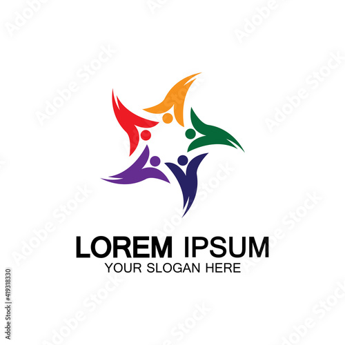 Star people logo design. Star community vector logo. star community human vector logo.