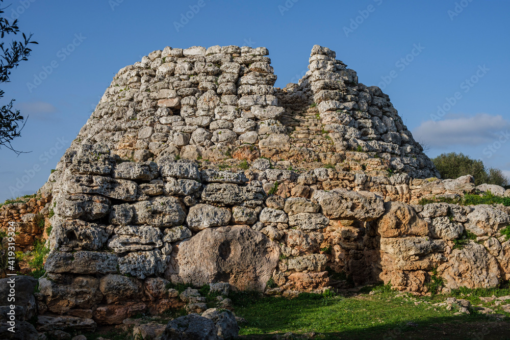 Cornia Nou,  conical talayot and attached building,Maó, Menorca, Balearic Islands, Spain
