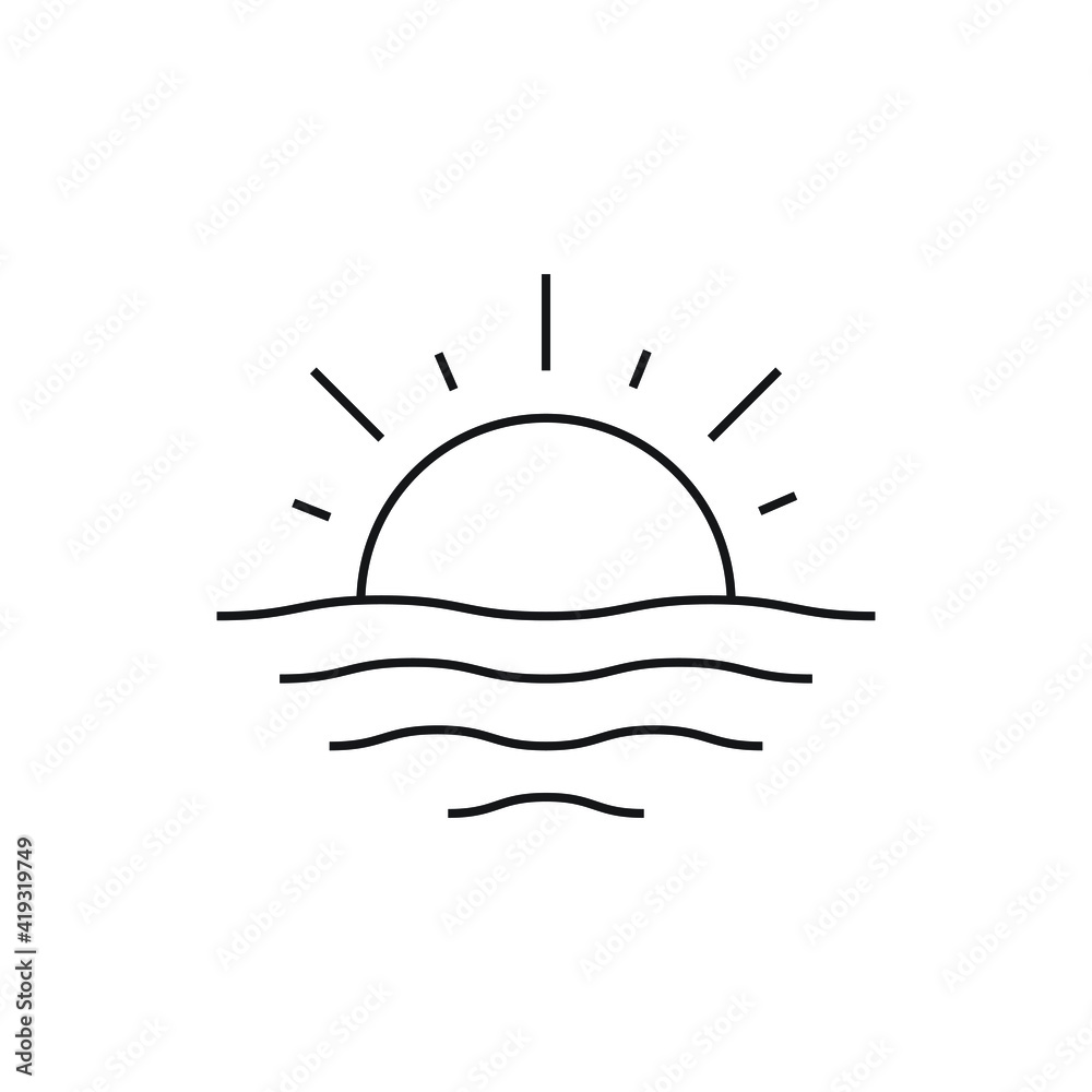 Sun and sea water icon design. vector illustration