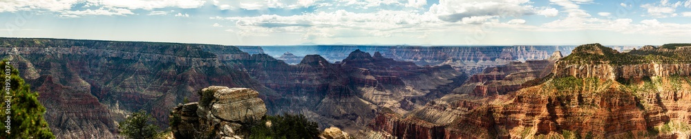 Panorama view of nature, clouds canyons and hills in Grand Canyon national park in Colorado, America Panorama view of nature, clouds canyons and hills in Grand Canyon national park in Colorado, America