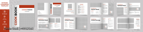Square Cookbook Layout Template with Brown Accents, Simple style and modern design, Recipe Book Layout