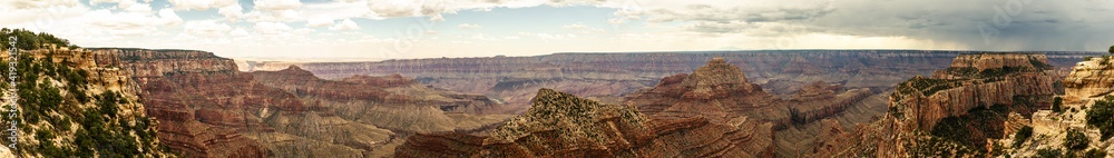 View to Grand canyon national park nature with incoming storm on horizon in Colorado, america