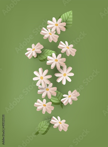 Daisy Flowers in 3d. For greeting cards and invitations of wedding, birthday, mother's day and other seasonal holiday.