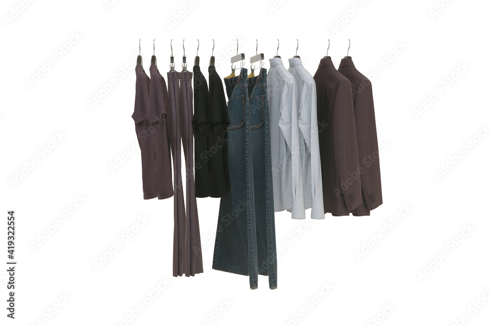 Elegant and trendy men's clothes hangingb Elegant and trendy men's clothes hangingb