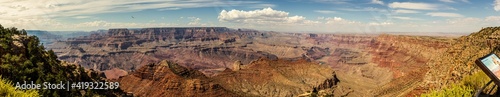 Panorama view of nature, clouds canyons and hills of south rim Grand Canyon national park in Colorado, America