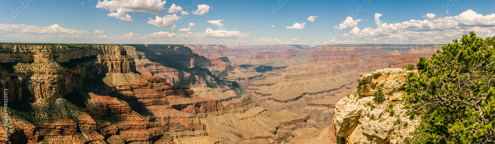 Panorama shot of hills, mountains and canyons in grand canyon antional park at sunny day, colorado Panorama shot of hills, mountains and canyons in grand canyon antional park at sunny day, colorado