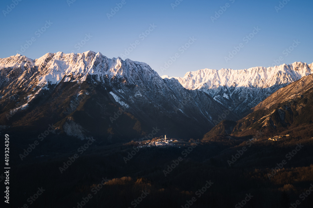 Beautiful small Italian village in the mountains, Lusevera, Friuli Venezia Giulia region
