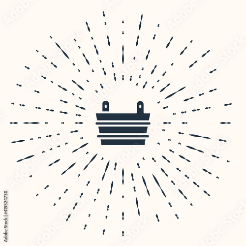 Grey Sauna bucket icon isolated on beige background. Abstract circle random dots. Vector.