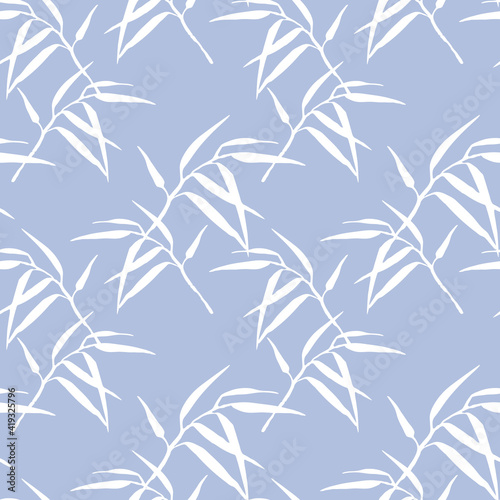 Fototapeta Naklejka Na Ścianę i Meble -  Floral seamless pattern with bamboo branches watercolour on color background. Hand drawn style. Perfect for paper, textile, wrapping and decoration.