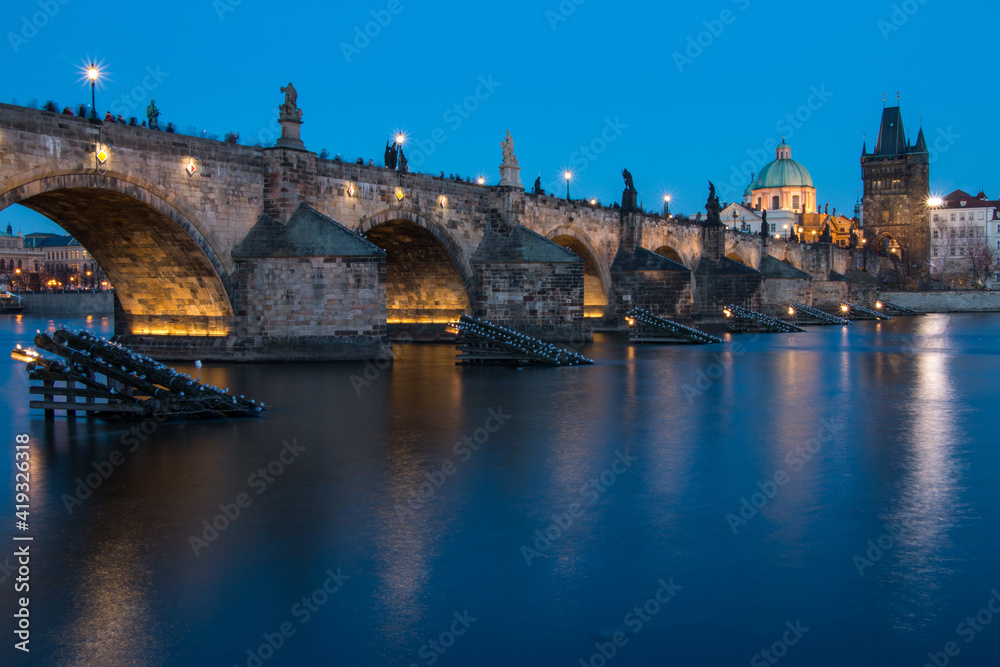 Charles Bridge at night / Prague, Czech Republic