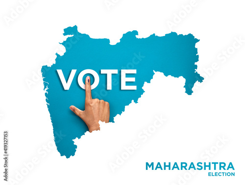 Foto VOTE FOR INDIA MAHARASHTRA , male Indian Voter Hand with voting sign or ink poin