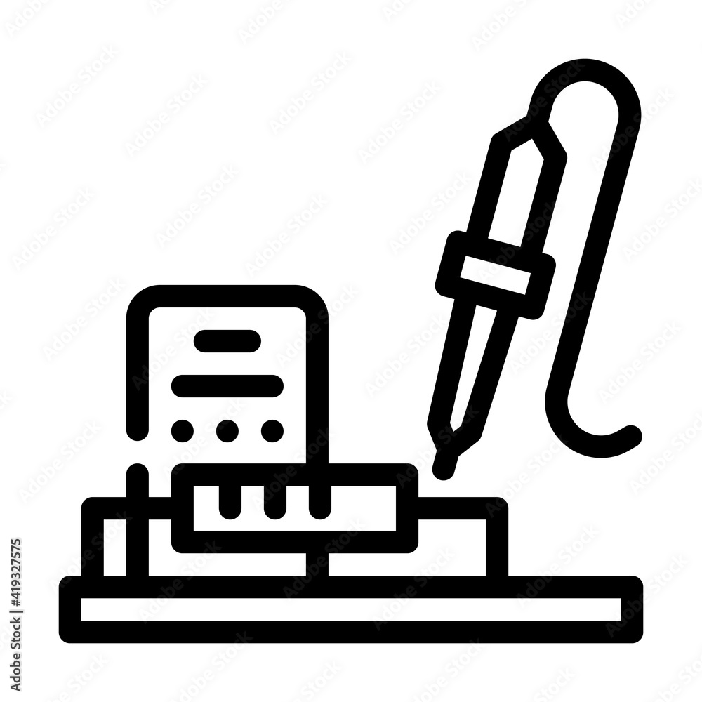soldering, assembly from radio parts line icon vector illustration soldering, assembly from radio parts line icon vector illustration