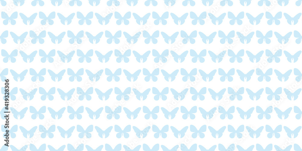 Light blue butterfly seamless repeat pattern background