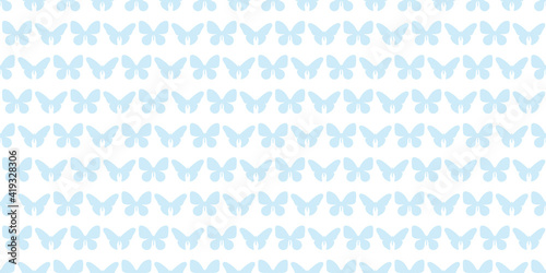 Light blue butterfly seamless repeat pattern background