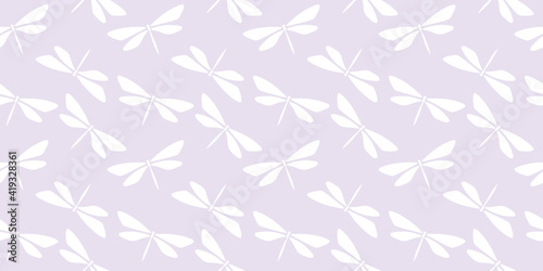 Purple dragonfly seamless repeat pattern background