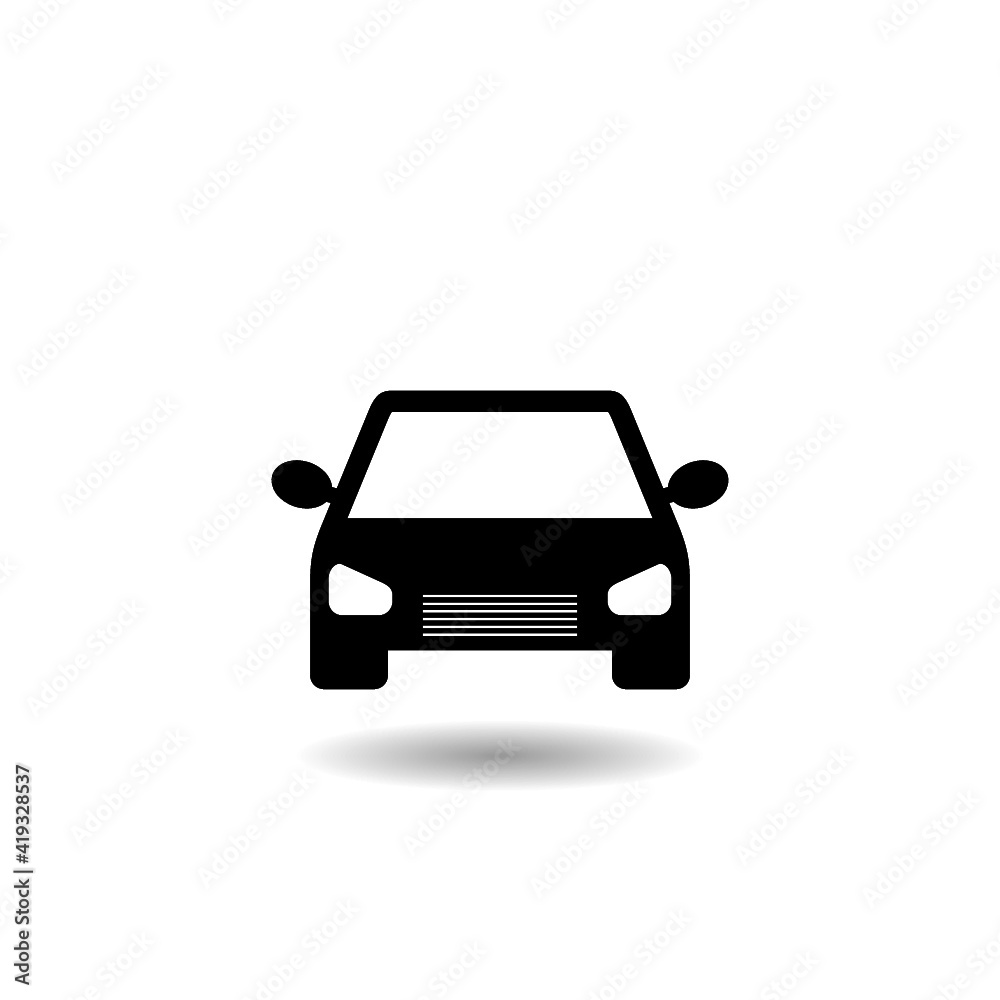 Simple car icon with shadow