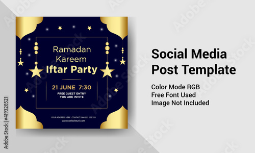 Social media banner design for Ramadan if tar party event post template