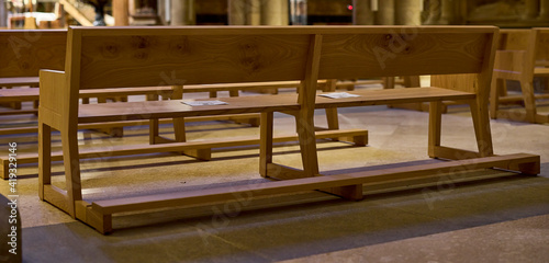 Wood bench. It is very common in temples