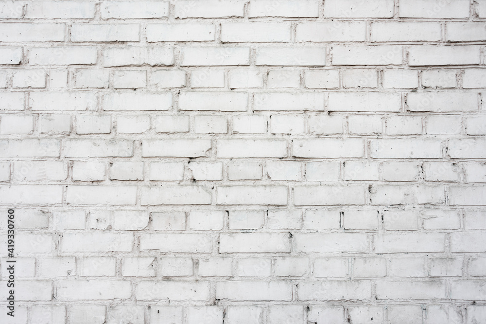 Fototapeta premium White painted brick wall texture. Abstract brickwall textured background.