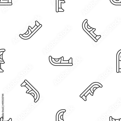 Grey line Traditional indian shoes icon isolated seamless pattern on white background. Vector.