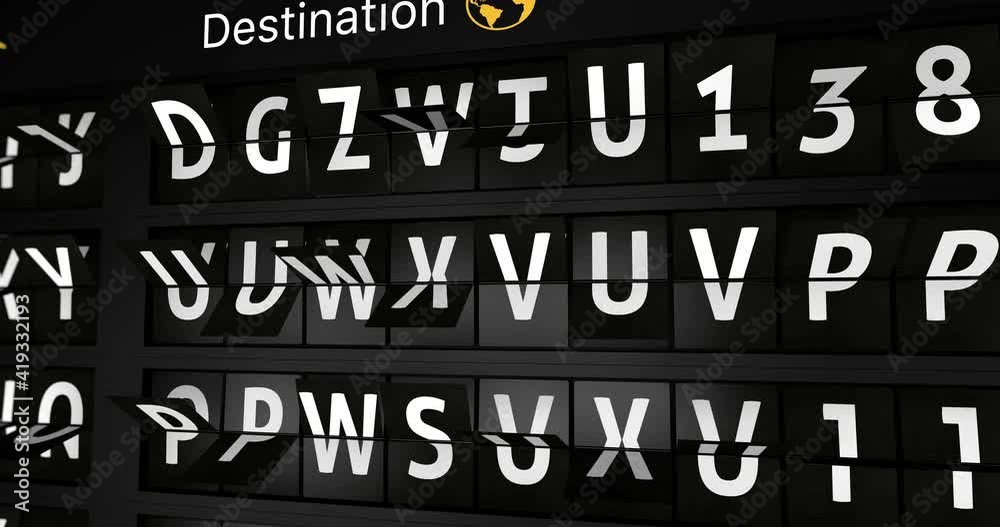 3D generated animation, analog flight information display board with the arrival city of Montreal, 4 different animations 3D generated animation, analog flight information display board with the arrival city of Montreal, 4 different animations
