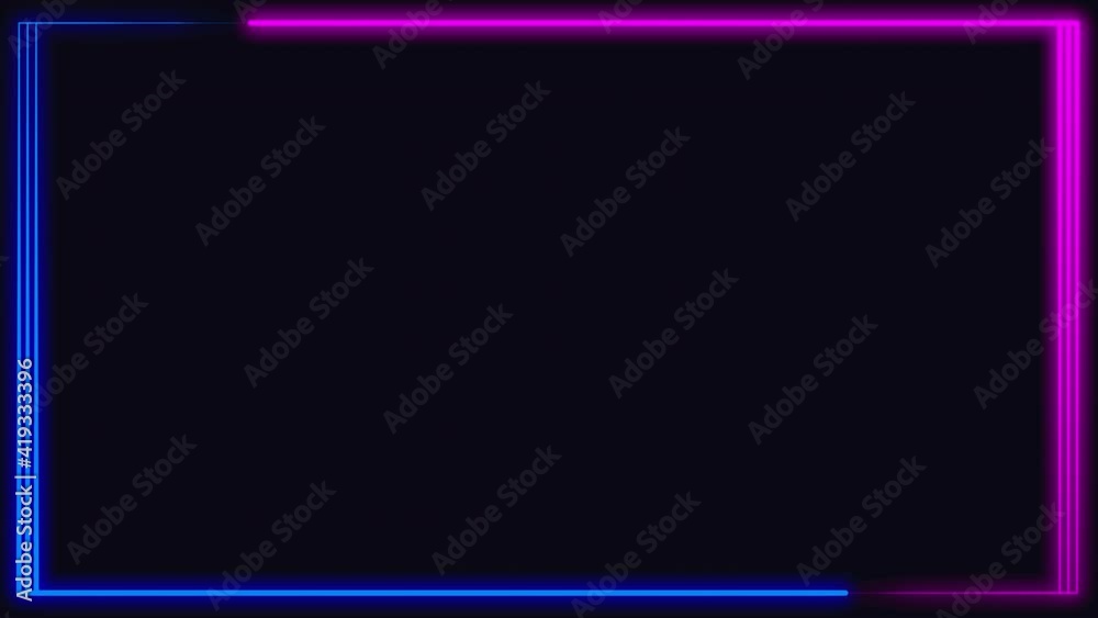 Abstract seamless background blue purple spectrum loop animation Fluorescent UV light 4k glowing neon line Abstract background web neon box template
