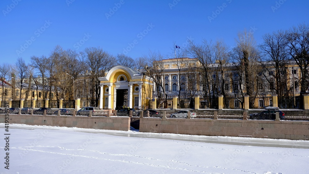 Moika RiveMoika River under the ice, Saint Petersburg, Russiar under the ice, Saint Petersburg, Russia