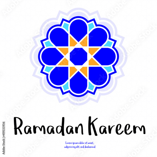 Flat Ramadan Kareem illustrations. Islamic pattern.
