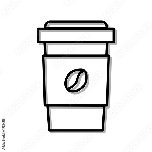 Classic Cup of Coffe Drink. Flat Icon in Outline Design. Black Stroke. Pictogram for Website Vector eps10.