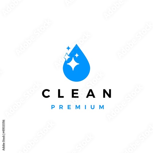 water drop sparkle bright clean logo vector icon illustration