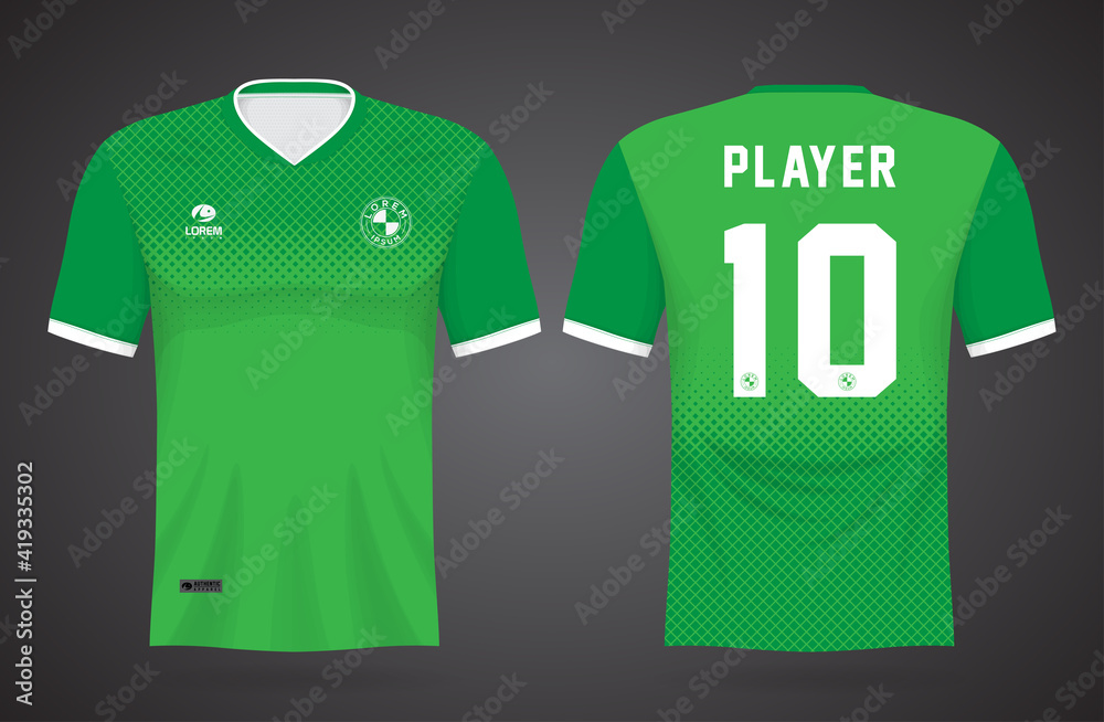 green sports jersey template for team uniforms and Soccer t shirt