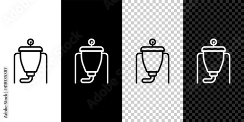 Set line Beer brewing process icon isolated on black and white,transparent background. Vector.