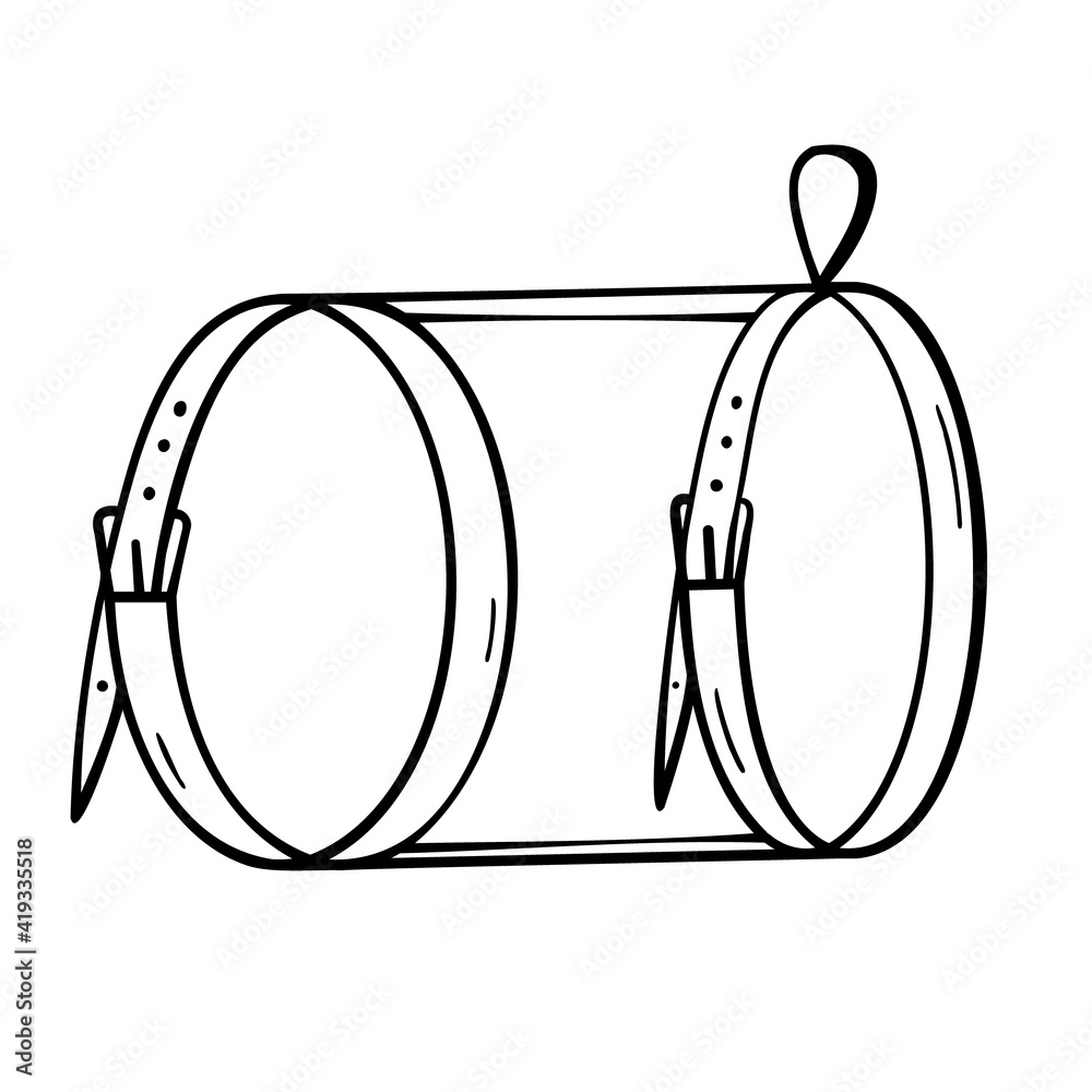 Pet harness. Small dogs and cats. Black and white. Doodle isolated outline objects on white.