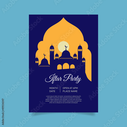 Flat iftar poster template. - Vector.