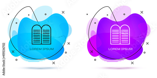 Line The commandments icon isolated on white background. Gods law concept. Abstract banner with liquid shapes. Vector.