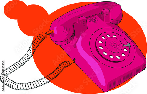hand drawing vintage telephone