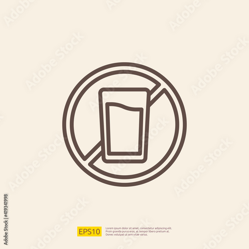 prohibition drink during fasting line icon for Muslim and Ramadan theme concept. Vector illustration