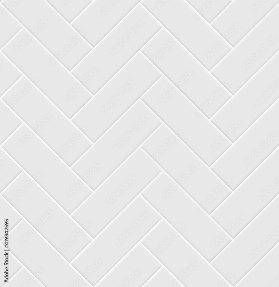 White ceramic tile herringbone seamless pattern.  Parquet texture. - obrazy, fototapety, plakaty 