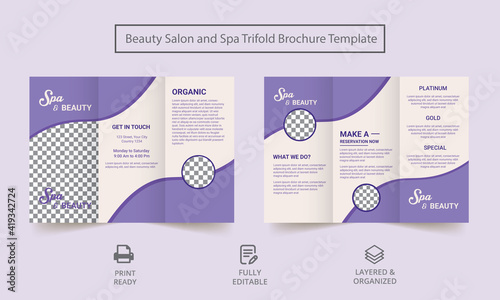 Spa trifold brochure template Vector Design template. Brochure Flyer Layout Template. Print Ready.