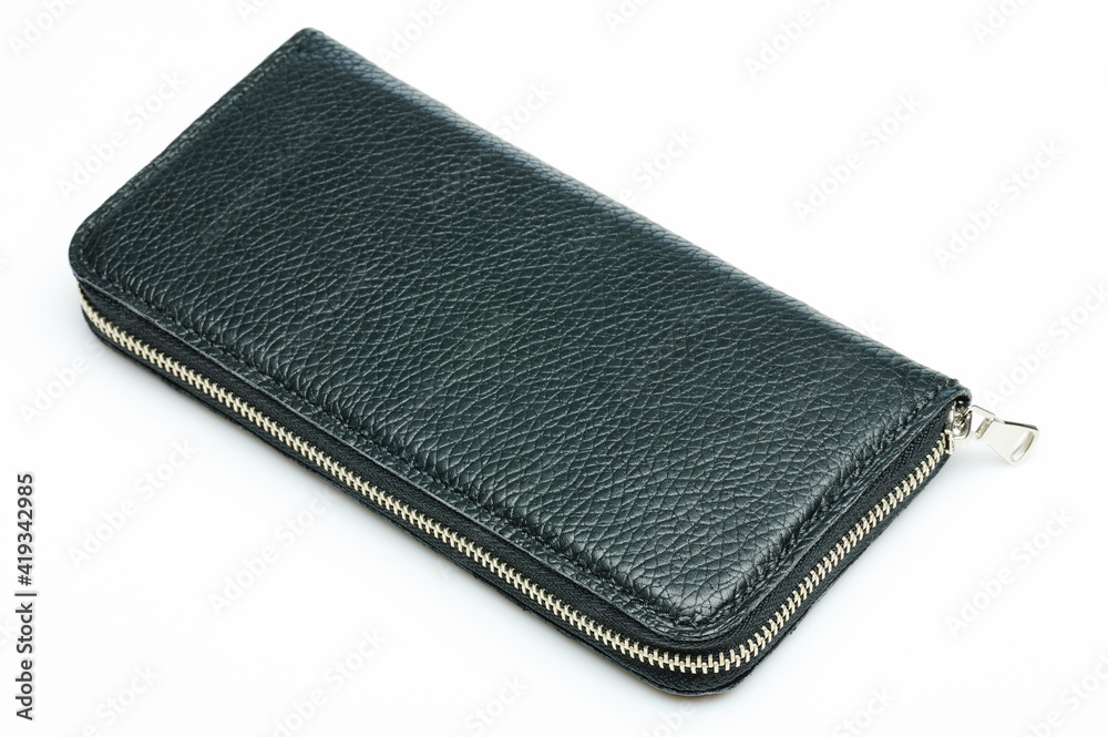 Black leather wallet with zipper Black leather wallet with zipper