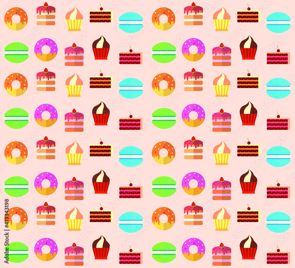 Vector background pattern with sweets. 